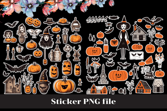 Cute Stickers Halloween, Clipart, PNG Illustration Maquettes de Produits Par skaw0414