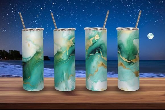 Malachite Tumbler Wrap Sublimation Graphic Crafts By AmarylleArt