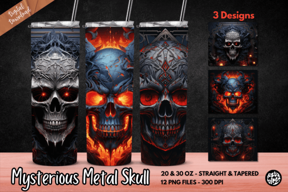Mysterious Metal Skull Tumbler Wrap Graphic Crafts By Katatype