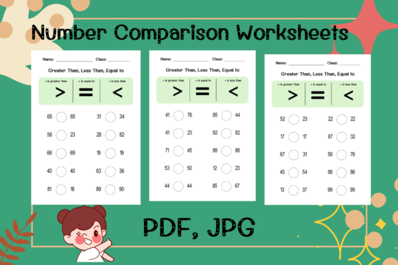 Number Comparison Worksheets Graphic PreK By Foam-Design Store
