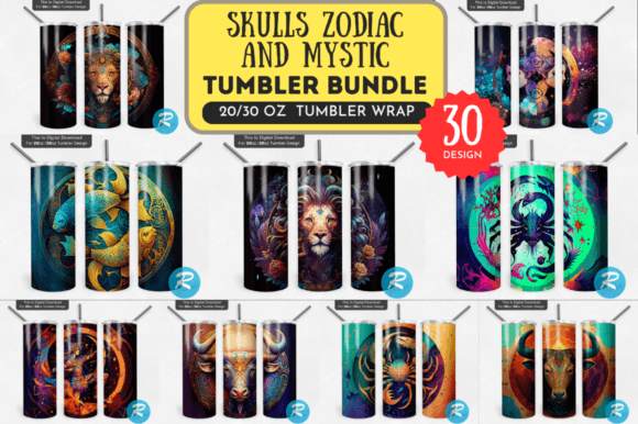 Skulls Zodiac and Mystic Tumbler Graphic Crafts By Regulrcrative