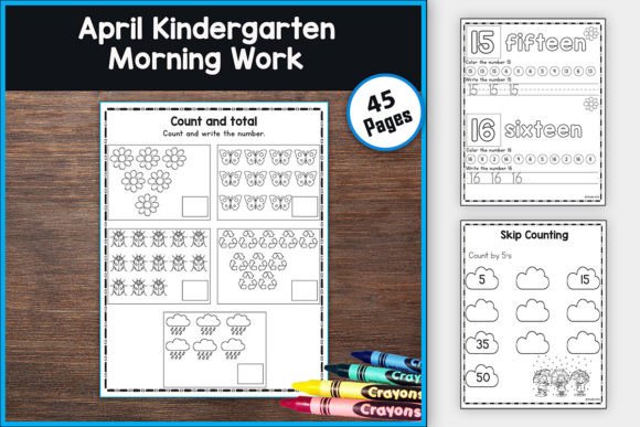 April Morning Work for Kindergarten Graphic Teaching Materials By TheStudyKits