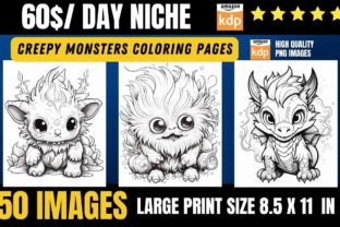 CREEPY MONSTERS COLORING PAGES Graphic Coloring Pages & Books By A Design 1