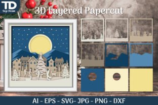 Christmas Scene Layered Papercut Bundle Graphic 3D Shadow Box By Theyo Design 4