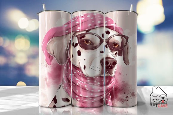 Dalmatian Dog Pink Tumbler Wrap Illustration Modèles d'Impression Par Pet Cave