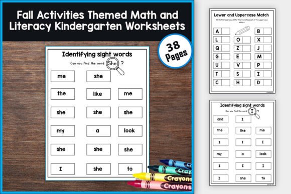 Fall Math and Literacy Autumn Worksheets Gráfico Infantil Por TheStudyKits