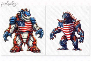 Godzilla Robot American Style Clipart Illustration Graphiques AI Par FonShopDesign 3
