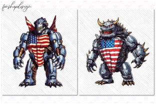 Godzilla Robot American Style Clipart Illustration Graphiques AI Par FonShopDesign 5