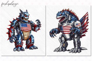 Godzilla Robot American Style Clipart Illustration Graphiques AI Par FonShopDesign 6