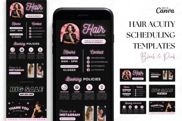 Hair Stylist Acuity Scheduling • Canva Graphic Websites By OniriqveDesigns