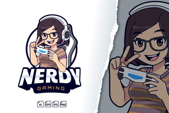 Nerdy Girl Gamer Logo Graphic Logos By tkztype