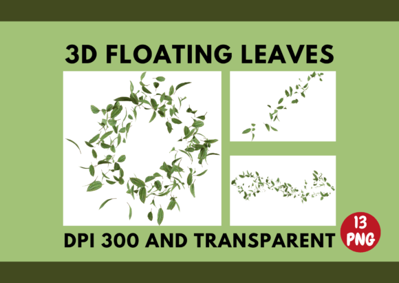 3D Render Floating Leaves Gráfico Objetos Gráficos de Alta Calidad Por arasigner