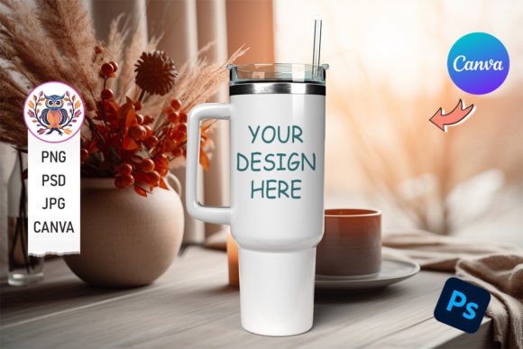 40 Oz Tumbler Mockup PSD and Canva Graphic Product Mockups By Crafty Corner