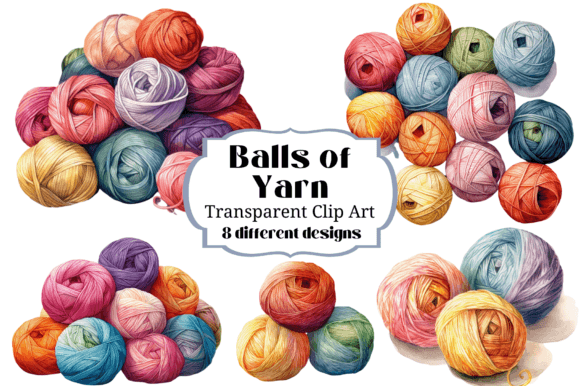 Balls of Yarn Clipart Transparencies Gráfico PNG transparentes AI Por Laura Beth Love
