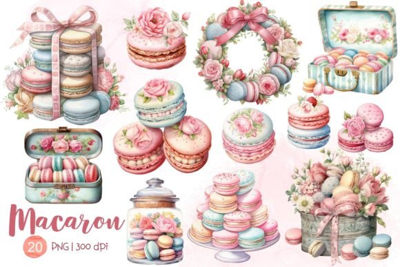 Macaron Watercolor Sublimation Clipart Graphic Illustrations By PimmyArt