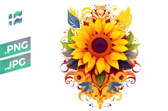 Sunflower Graphic AI Illustrations By MerchSuperb