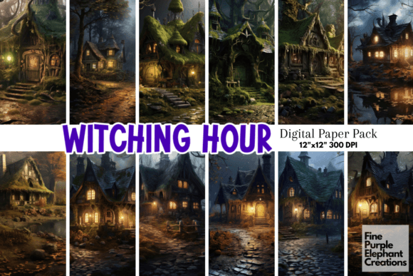 Witch Cottage | Halloween Haunted House Graphic Backgrounds By finepurpleelephant