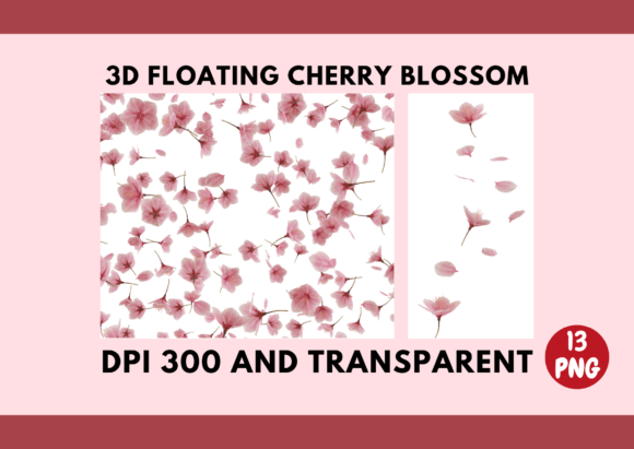 3D Render Floating Cherry Blossom Flower Graphic Objects By arasigner