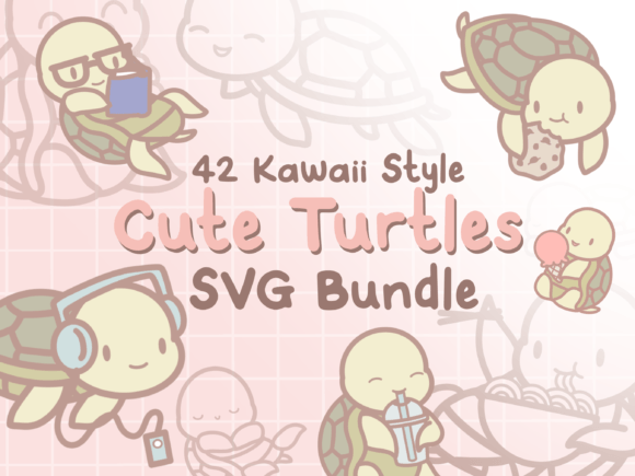 Cute Turtles SVG Illustrations Graphic Illustrations By HalieKStudio