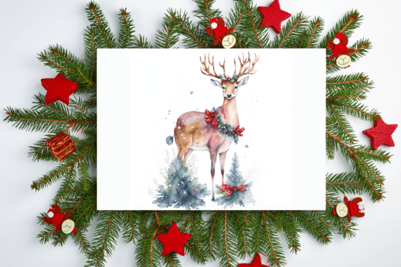 Digital Printable Christmas Deer Vector Grafik Druckbare Illustrationen Von Creative Designs