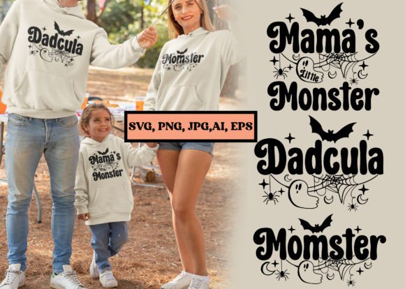 Momster and Dadcula Matching Family SVG Graphic T-shirt Designs By syedafatematujjuhura