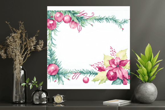 Watercolor Drawing Christmas Card Blank Grafik Druckbare Illustrationen Von Creative Designs