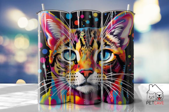 3D Bengal Cat Tumbler Wrap Graphic Print Templates By Pet Cave
