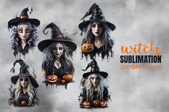 Creepy Halloween Witch Sublimation Illustration Graphiques AI Par MS Roster