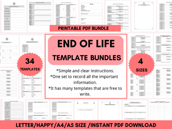 End of Life Planner Templates Graphic Print Templates By Laxuri Art