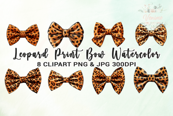 Leopard Print Bow Watercolor Clipart Graphic Crafts By Venime