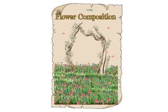 Spring Garden Flower Composition Graphic Illustrations By ArtsByLeila
