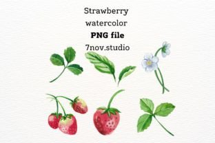 Strawberry Watercolor Illustration Illustrations Imprimables Par 7nov.studio 4