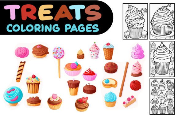 Sweet Treat Coloring Pages Gráfico Páginas y libros para colorear Por Designood