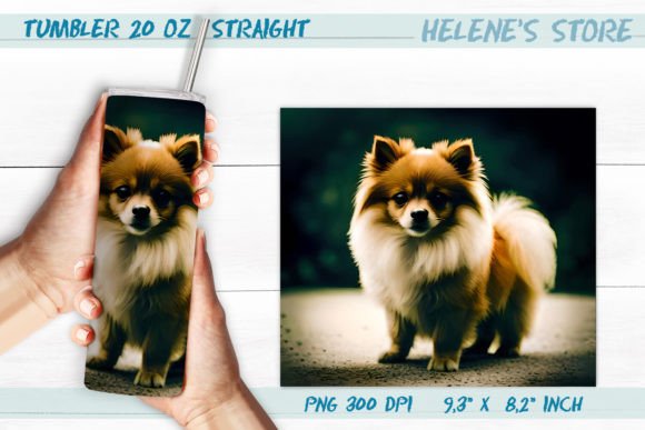 Vintage Pomeranian Dog Tumbler Wrap PNG Graphic Crafts By Helene's store
