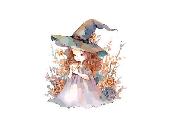 Watercolor Witch Halloween SVG Clipart Graphic AI Transparent PNGs By phoenixvectorarts