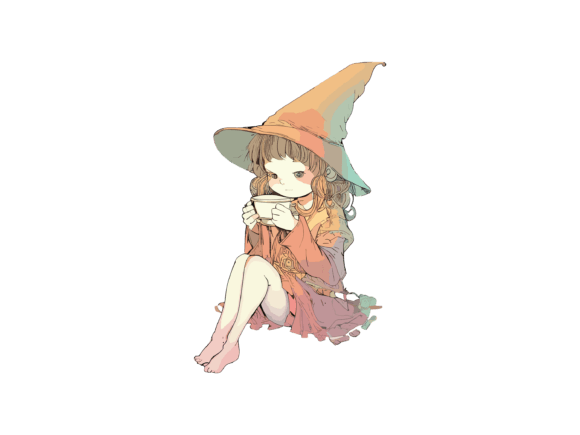 Watercolor Witch Halloween Sublimation Graphic AI Transparent PNGs By phoenixvectorarts