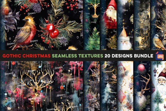 Gothic Christmas Seamless Textures Graphic Illustrations By jijopero