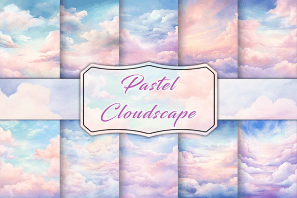 Pastel Watercolor Cloudscape Background Graphic AI Graphics By Pamilah