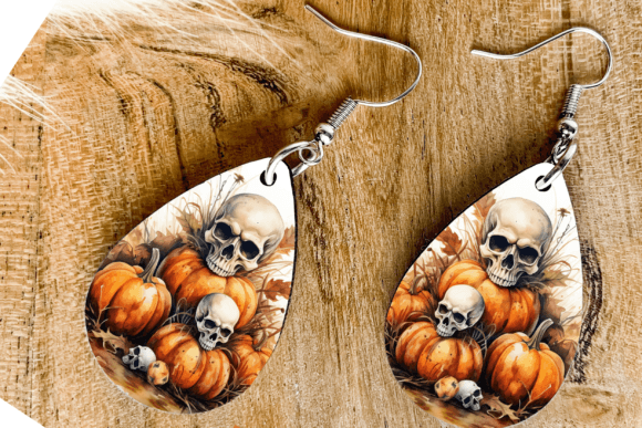 Scary Halloween Teardrop Earring Graphic Crafts By Hugo's Hues and Views
