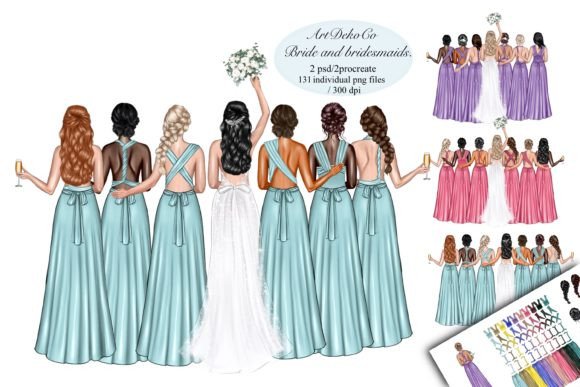 Bridesmaids Clipart, Best Friend Clipart Graphic Illustrations By ArtDekoCo