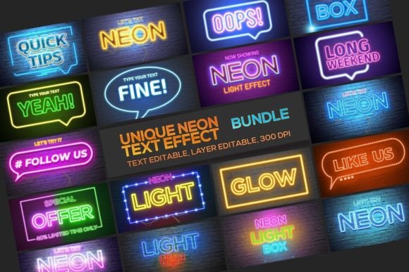 Exclusive Neon Text Effect Bundle Grafika Layer Styles Przez mristudio