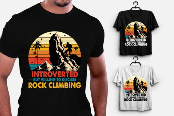 Introverted but Discuss Rock Climbing Illustration Designs de T-shirts Par T-Shirt Design Bundle