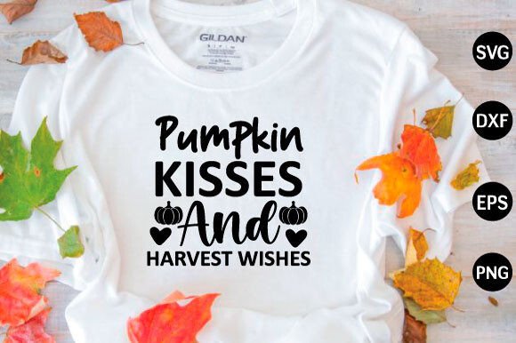 Pumpkin Kisses and Harvest Wishes Svg Illustration Modèles d'Impression Par Designstore99