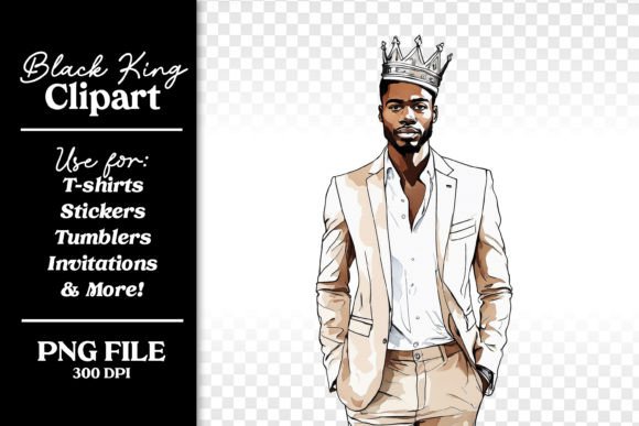 Black Man Father King Crown PNG Afbeelding Afdrukbare Illustraties Door Lisa Smith