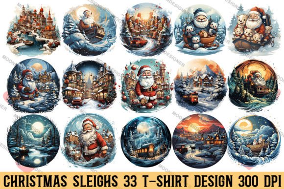 Christmas Sleighs T-shirt Design Illustration Illustrations Imprimables Par moondesigner