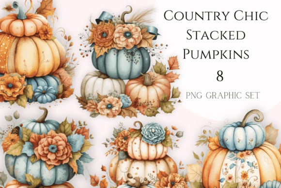 Fall Stacked Pumpkins Country Chic Gráfico Ilustraciones Imprimibles Por More Paper Than Shoes