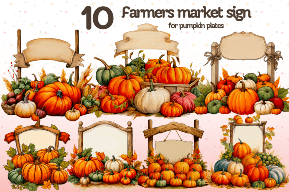 Farmers Market Sign for Pumpkin Plates Illustration Illustrations AI Par VeloonaP