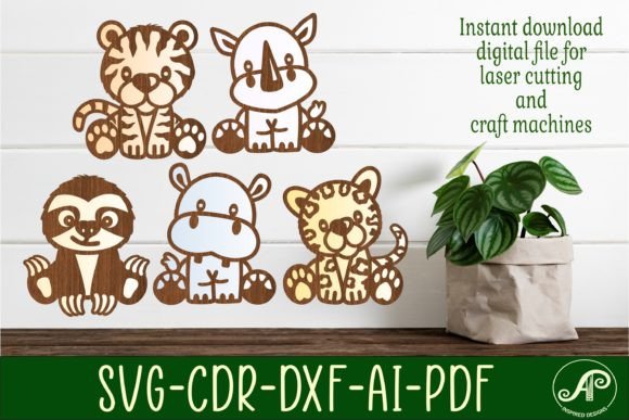 Jungle Animals Two Layer Laser Cut Outs Graphic 3D SVG By apinspireddesigns