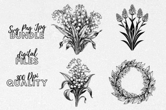 Lily of the Valley SVG - Floral Clipart Gráfico Manualidades Por Younique Aartwork