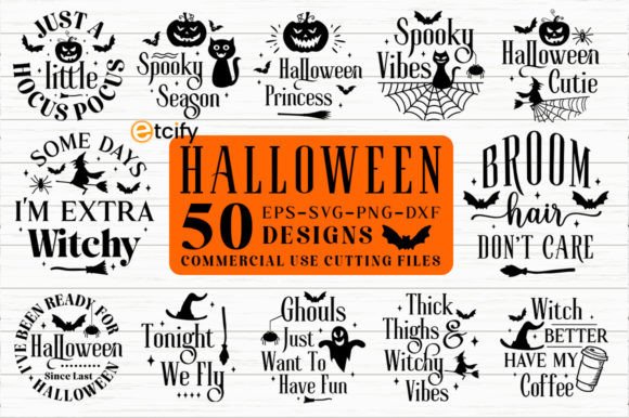 Vintage Halloween SVG Bundle, Round Sign Gráfico Manualidades Por etcify